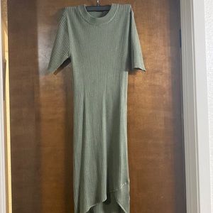 Green body on dress